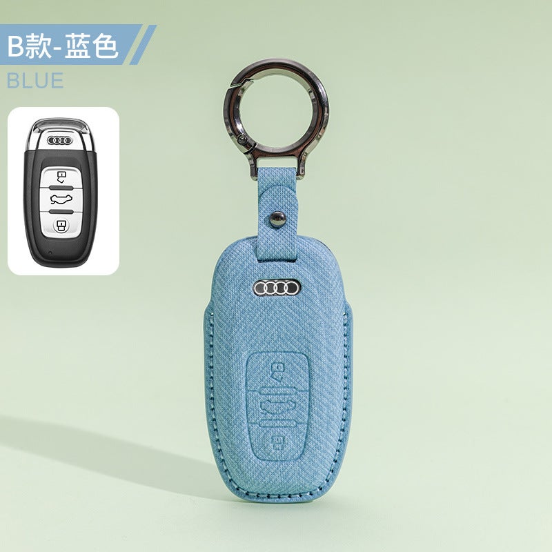 Suitable For Audi A6L Key Cover A8 Male A4L Male A7A3 Female Q3 Car Q5L Cowhide Q8 Shell Q7 Buckle Q2L Special Buckle - Image 1